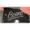 Image 1 : NEON SIGN "BEANS" ILLUMINATES IN GREEN