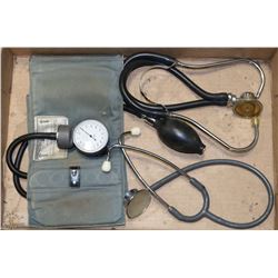 FLAT OF 2 STETHOSCOPES AND BLOOD PRESSURE CUFF