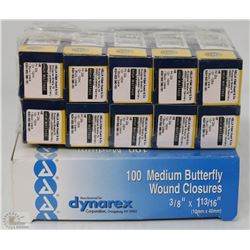 100 MEDIUM BUTTERFLY WOUND CLOSURES AND