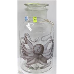 NEW XL GLASS CANNISTER WITH OCTOPUS