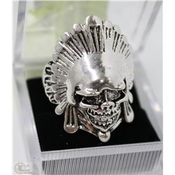 STYLE INDIAN CHIEF SHAPED CARVING RING SIZE 10