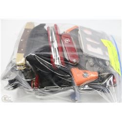 BAG OF ASSORTED POCKET KNIVES