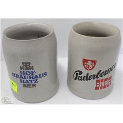 2 GERMAN SALT GLAZED BEER MUGS