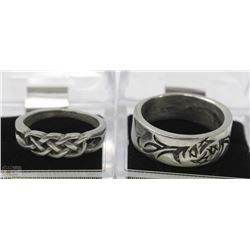 LOT OF HEAVY 2 MENS BAND RINGS SIZE 11 AND10