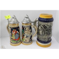 3 GERMAN MADE BEER STEINS