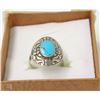 Image 1 : STERLING SILVER AND TURQUOISE RING SIZE 10.5