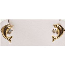 #8-14K YELLOW GOLD CUBIC ZIRCONIA DOLPHIN