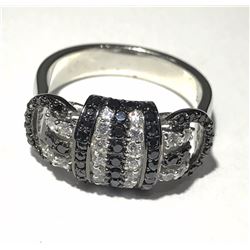 #13-STERLING SILVER BLACK & WHITE CUBIC ZIRCONIA