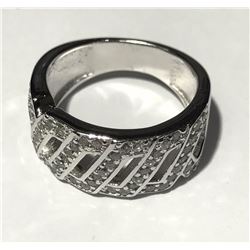 #22-STERLING SILVER CUBIC ZIRCONIA RING