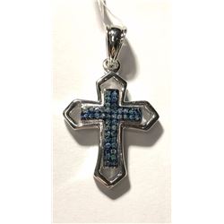#26-STERLING SILVER DIAMOND CROSS PENDANT
