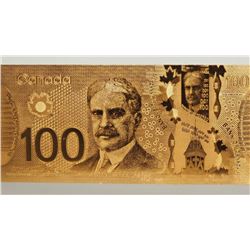 #27-24K YELLOW GOLD FOIL CANADIAN 100 DOLLAR BILL