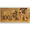 Image 1 : #27-24K YELLOW GOLD FOIL CANADIAN 100 DOLLAR BILL