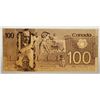 Image 2 : #27-24K YELLOW GOLD FOIL CANADIAN 100 DOLLAR BILL