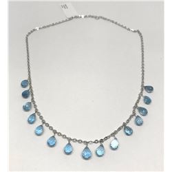 #31-10K WHITE GOLD BLUE TOPAZ NECKLACE