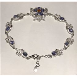 #34-STERLING SILVER TANZANITE AND CUBIC ZIRCONIA