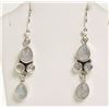 Image 1 : #37-STERLING SILVER MOONSTONE DROP EARRINGS