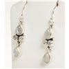 Image 2 : #37-STERLING SILVER MOONSTONE DROP EARRINGS