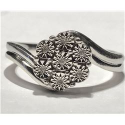 #39-STERLING SILVER DIAMOND RING SIZE 7