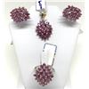 Image 1 : #44-STERLING SILVER RUBY EARRINGS, PENDANT & RING