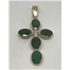 Image 1 : #45-14K YELLOW GOLD EMERALD & DIAMOND CROSS