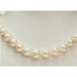 #48-STERLING SILVER CRYSTAL CLASP PEARL NECKLACE