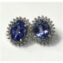 #50-14K WHITE GOLD TANZANITE & DIAMOND EARRINGS