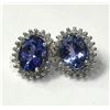 Image 1 : #50-14K WHITE GOLD TANZANITE & DIAMOND EARRINGS