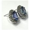 Image 2 : #50-14K WHITE GOLD TANZANITE & DIAMOND EARRINGS