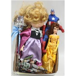 LOT OF DOLLS - DISNEY PRINCESS AND CAPTIAN AMERICA