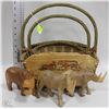 Image 1 : TIGER BASKET WITH SOLID WOOD SAFARI ANIMALS