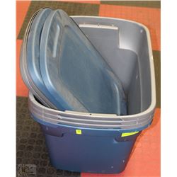 LOT OF 4 ASSORTED BINS WITH LIDS 68L