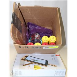 NEW KITCHEN LOT WITH BAMBOO CUTTING BOARDS,TABLET