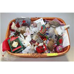 BASKET FULL OF NEW CHRISTMAS DECORATIONS