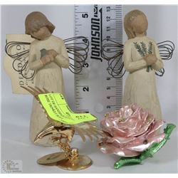 LOT OF HANDPAINTED MAGNETIC ROSE TRINKET BOX &