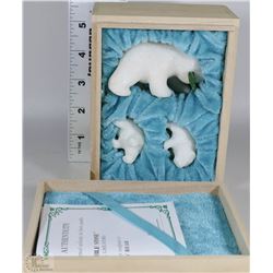 HAND CARVED STAR MARBLE STONE CARVING POLAR BEARS