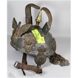 MONGOLIAN HELMET WITH ANCIENT COINS ,HORNS,EAGLE