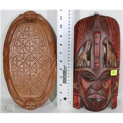 TWO WOOD CARVED MASKS