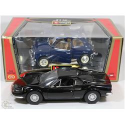 FLAT OF 2 DIE-CAST CARS,FERRARI 246 GT,FIAT 1968