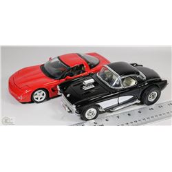 FLAT OF 2 DIE-CAST 1/18 SCALE CARS,1957AND 1997