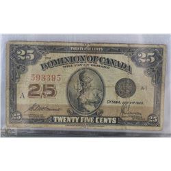 1923 CANADIAN SHINPLASTER RADAR NOTE "593395"