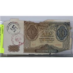WWII BANK NOTE STAMPED CONCENTRATION CAMP STAMPED