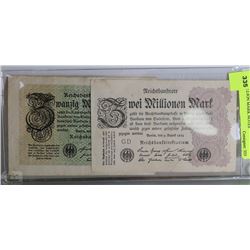 GERMAN 1923 2 MILLION AND 20 MILLION MARK NOTES