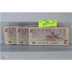 1986 CANADIAN $2.00 BANK NOTE WITH ROBINS X3