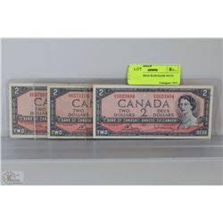 1954 CANADIAN $2.00 BANK NOTE  X3