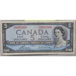 1954 CANADIAN $5.00 BANK NOTE