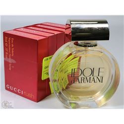 LOT OF 5 GUCCI RUSH TESTERS AND IDOLE D'AR PARFUM