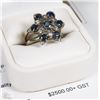 Image 1 : 14K WHITE GOLD BLUE SAPPHIRE & DIAMOND RING