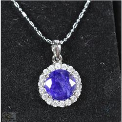 #8-BLUE SAPPHIRE &CZ.925 SOLID SILVER PENDANT