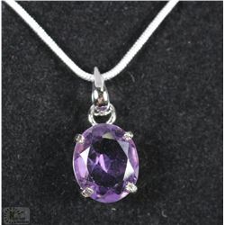#20-NATURAL AMETHYST .925 SOLID SILVER PENDANT