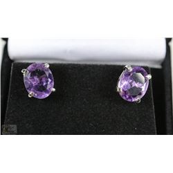 #19-NATURAL AMETHYST .925 SOLID SILVER EARRINGS